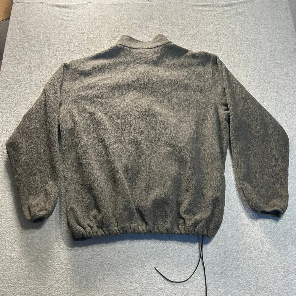 Lands' End Full Zip Fleece Jacket Mens XL Gray Coat Drawcord Hem Outdoor Casual